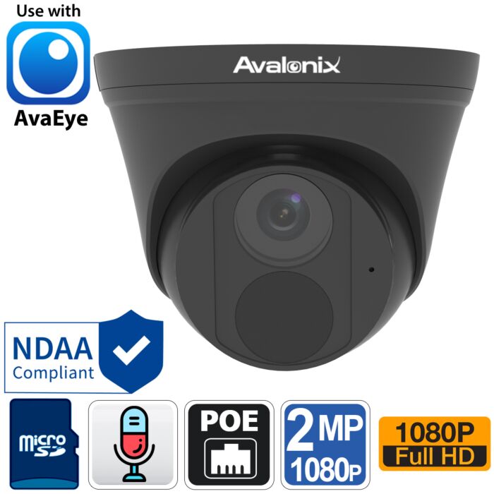 1080P PoE Turret Camera, Mic, Weather Resistant, AvaEye