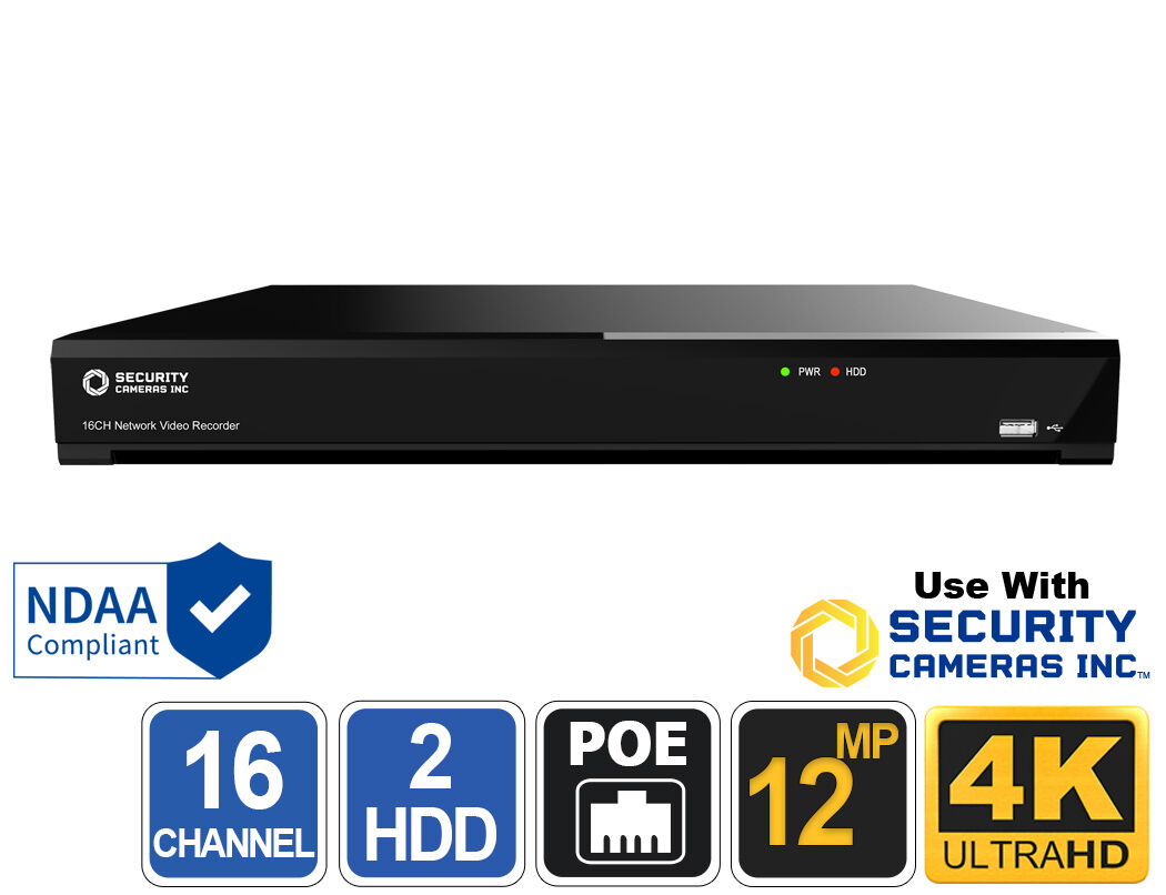 その他 PoE NVR 16 Channels 16 Channel PoE NVR, 2 HDD, NDAA Compliant
