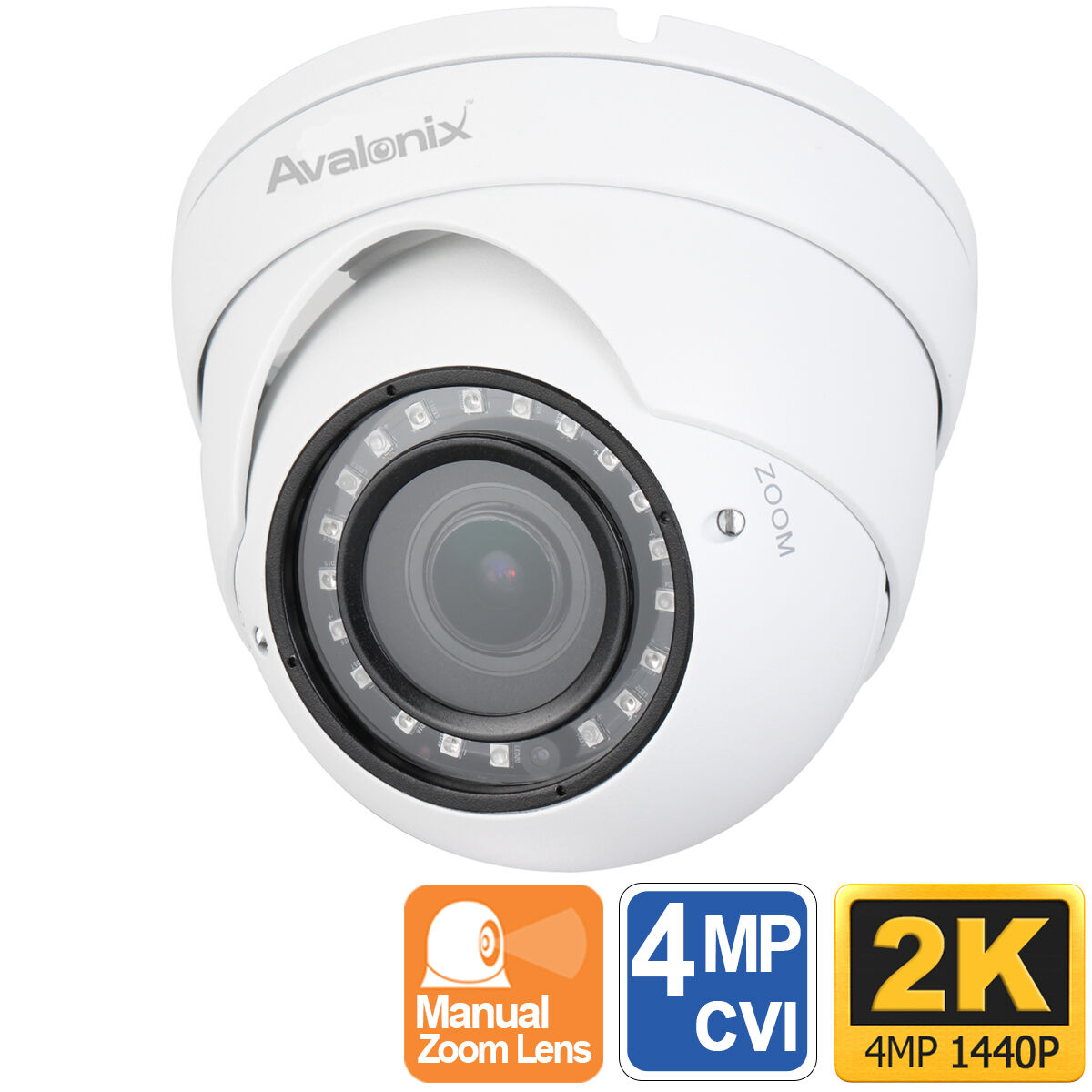 2K 4MP Turret Dome Analog Camera, Zoom Lens, HD over Coax
