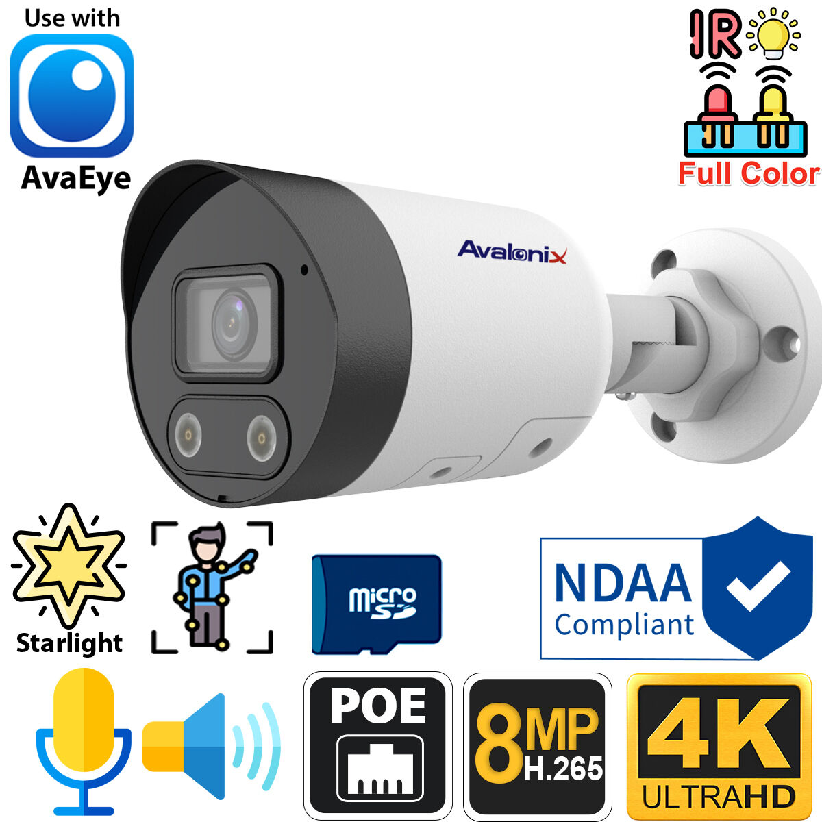 AvaEye IP4KBEYE4 4K active-deterrence PoE camera