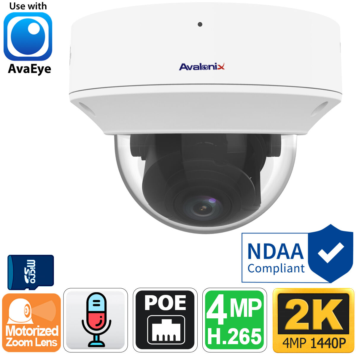 Evtevision セキュリティカメラ、PoE 電源、2 メガピクセル、 secu_poe-camera