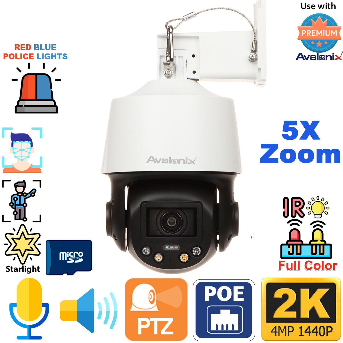Active Deterrence PTZ, 2-Way Audio, Color Night Vision, Weather
