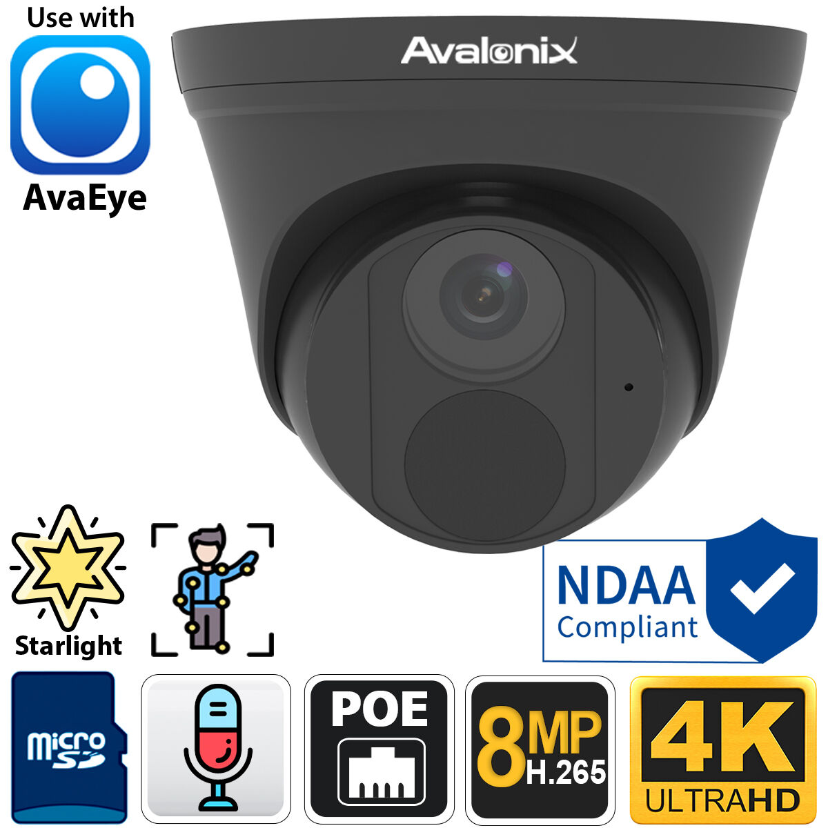 AvaEye IP4K1TG compact 4K PoE turret camera