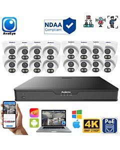 AvaEye AESYS4KAD16T 16-camera 8MP 4K active-deterrence turret PoE NVR security system