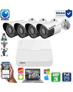 AvaEye AESYS2K4B 4-camera 4MP 2K bullet PoE NVR security system