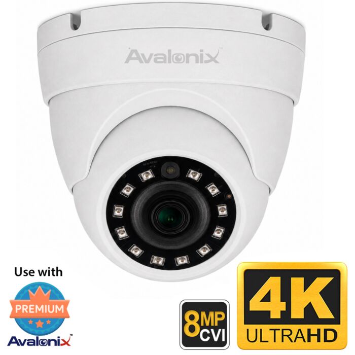 4K 8MP Analog Turret Dome Camera, 98ft Night Vision, Avalonix