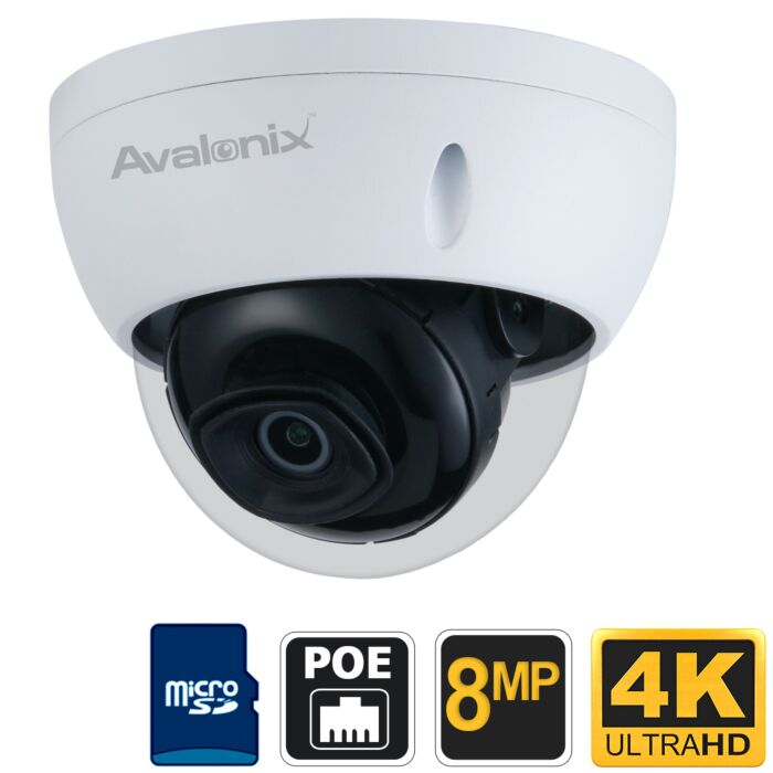 Camera 4K PoE System with Dome Cameras, 100ft Night Vision