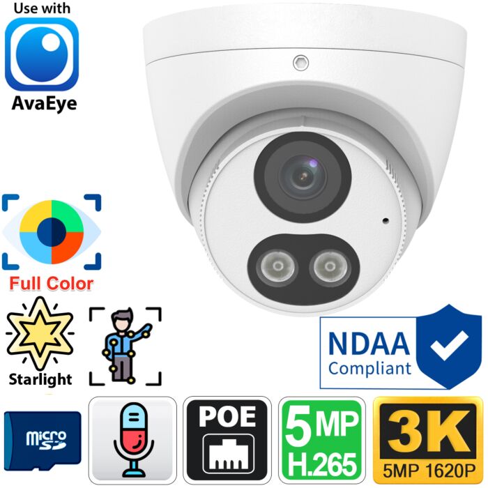 ColorHunter 5MP PoE Smart Turret Camera with Mic