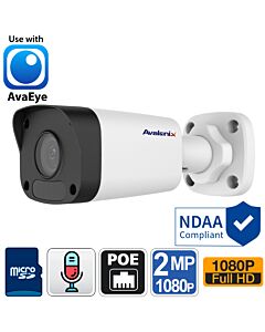 2MP 1080P PoE Bullet Camera with built-in Mic, Weather Proof