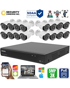 Complete 16-Channel PoE 5MP Outdoor Bullet Camera Kit by Security Cameras Inc