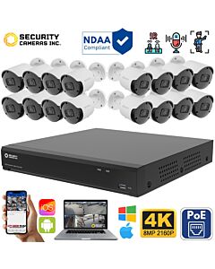 16-Camera 8MP 4K PoE Bullet NVR Security System by Security Cameras Inc