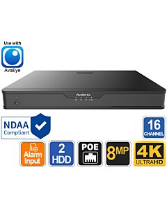 NDAA Compliant 16 Channel NVR with 16 PoE, AvaEye