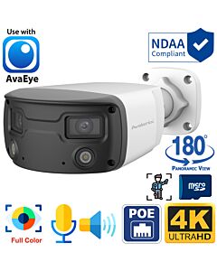 180 Degree Panoramic Camera, Outdoor PoE, Color Night Vision, 2-Way Audio, AvaEye
