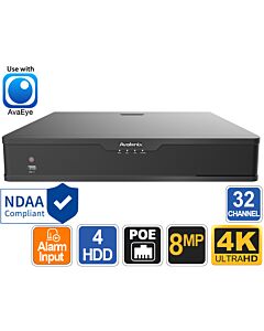 NDAA Compliant 32 Channel NVR with 16 PoE, AvaEye
