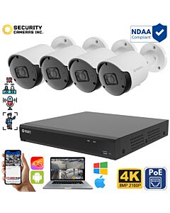 4-Camera 8MP 4K Bullet Cam PoE NVR System by Security Cameras Inc