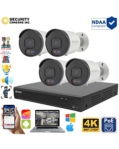 Active Deterrence 4 Camera 4K PoE Kit with 2-Way Audio by Security Cameras Inc