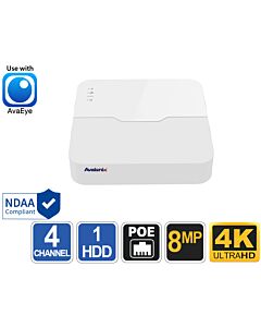 NDAA Compliant 4 Channel Mini NVR with 4 PoE, AvaEye