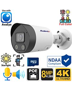 4K Active Deterrence Bullet Camera Wide Angle Lens, AvaEye, SC2085W