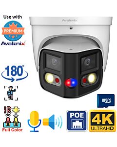 Panoramic 4K PoE Turret Camera, Smart Deterrence, Full Color, IR, 2-Way Audio