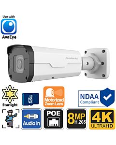 4K Starlight Bullet Camera with Motorized Zoom, Built-in microphone, IP4KBMZ