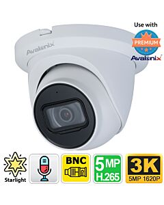 5MP 3K Analog Security Dome Camera, White