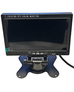 Front view of 7 inch LCD monitor with detachable stand for HDMI, VGA, RCA, and BNC video connections