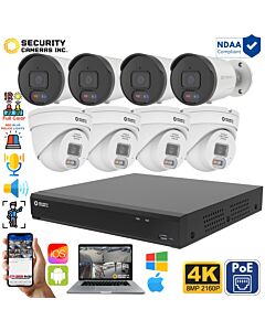 4K Active Deterrence 4 Channel PoE NVR Kit with 2-Way Audio Bullet and Turret Dome Cams by Security Cameras Inc