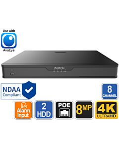 NDAA Compliant 8 Channel NVR with 8 PoE, AvaEye