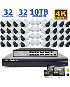 4K PoE 32 Camera 4K PoE System, 100ft Night Vision