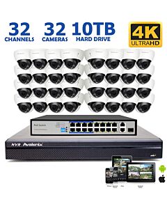Ultimate 32 Dome Camera 4K NVR System, 100FT Night Vision