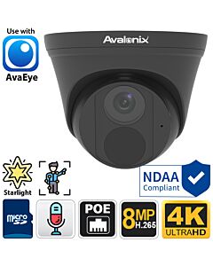 Starlight 4K PoE Dome Camera with Mic, IP4K1TG