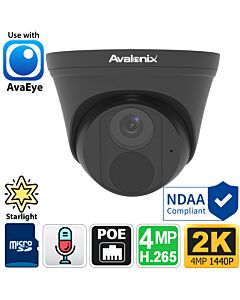 Starlight 2K 4MP PoE Turret Dome Camera with Built-in Mic, IP2KTA