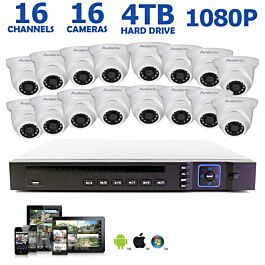 16 Channel 1080P IP Security Camera System, 16 2MP Outdoor Dome Cameras