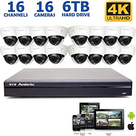 Ultimate 4K HD IP NVR System with 16 4K 8MP Dome Cameras, 100FT Night