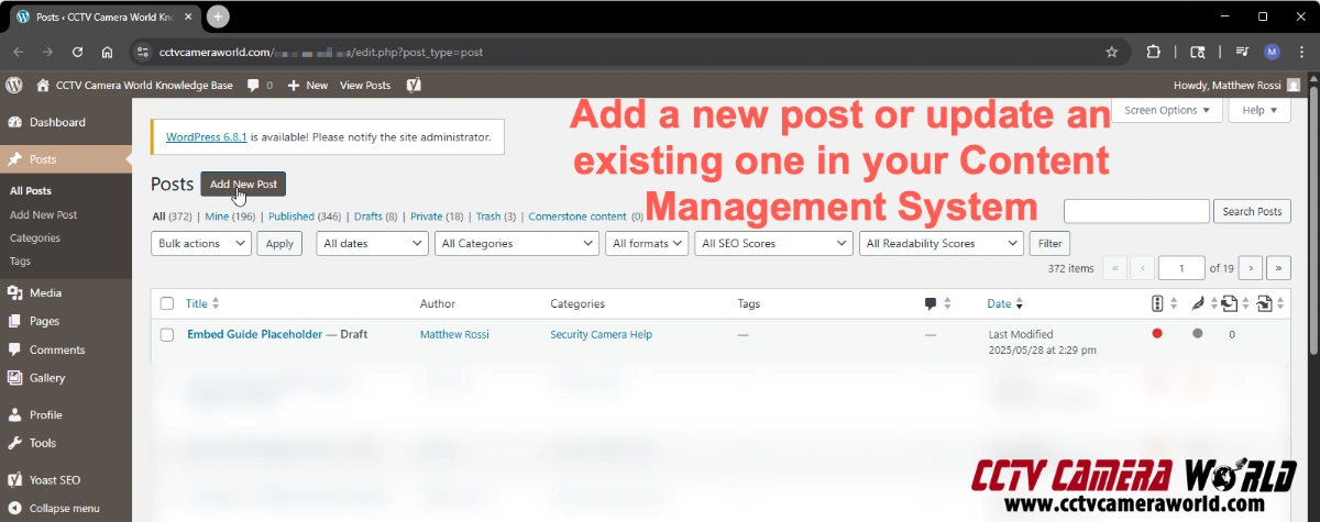 Add a new post or update an existing one in your CMS