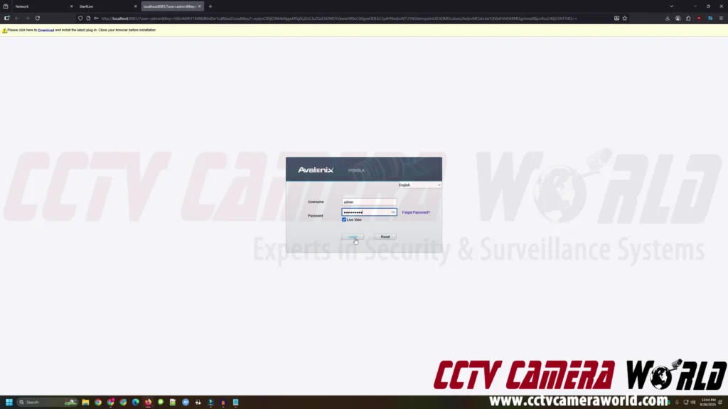 You may need to enter the username and password for your device to log in after getting to the web interface