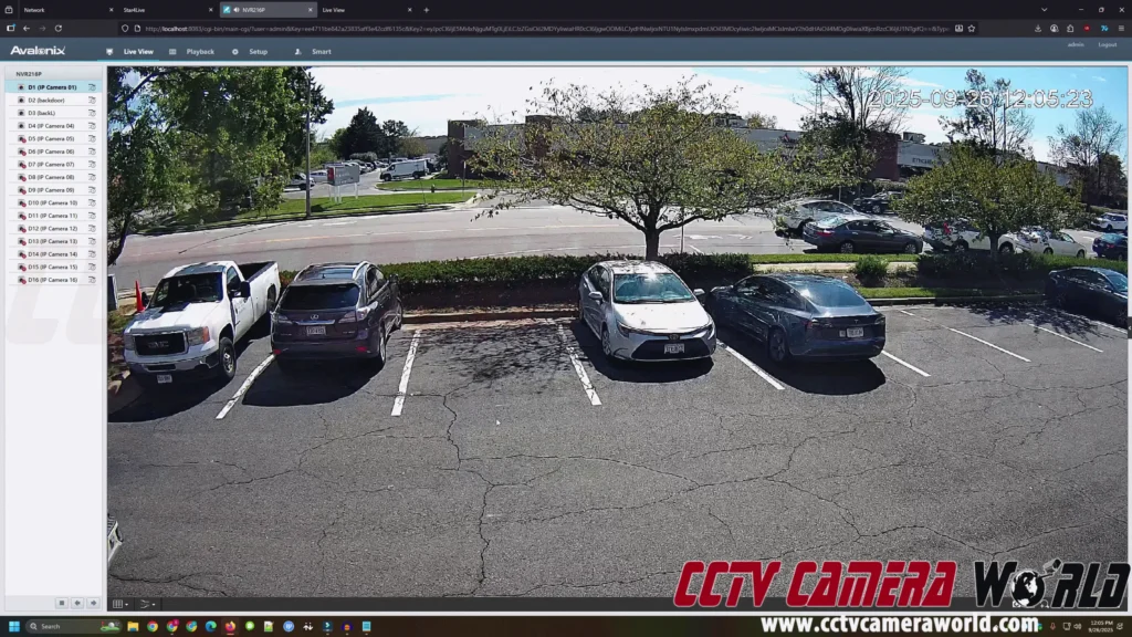 An example of successful Star4Live web browser access to an AvaEye NVR system