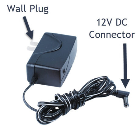 12V1A power supply with labels