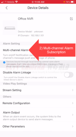 DMSS notification menu