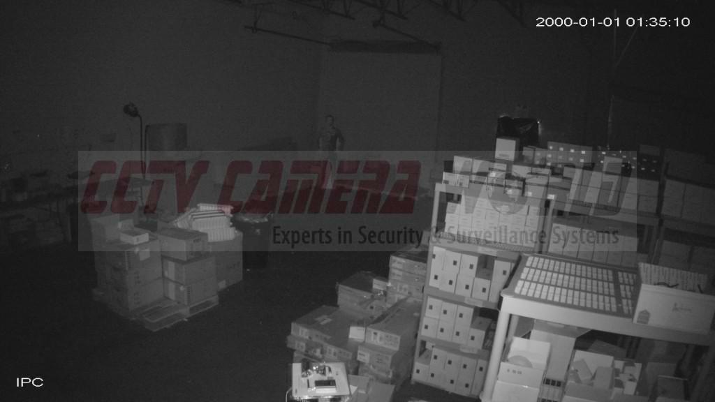 Indoor still snapshot of video captured by the Dahua 4K IP Camera Bullet IPC-HFW4800E in darkness.