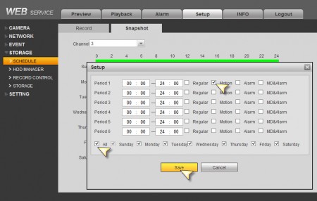 set motion recording for snapshot