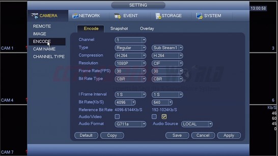 Select Encode Menu