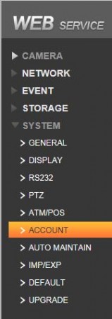 NVR admin credentials settings