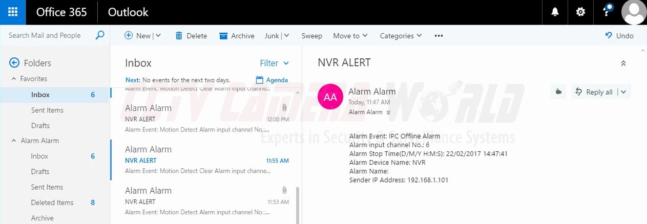 Email Alert for Camera Offline