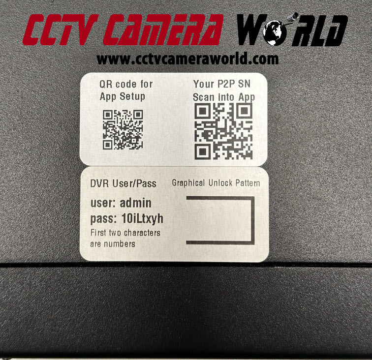 login info and qr code labels on recorder