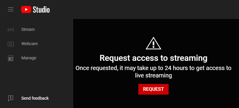 request access to streaming - may take up to 24 hours