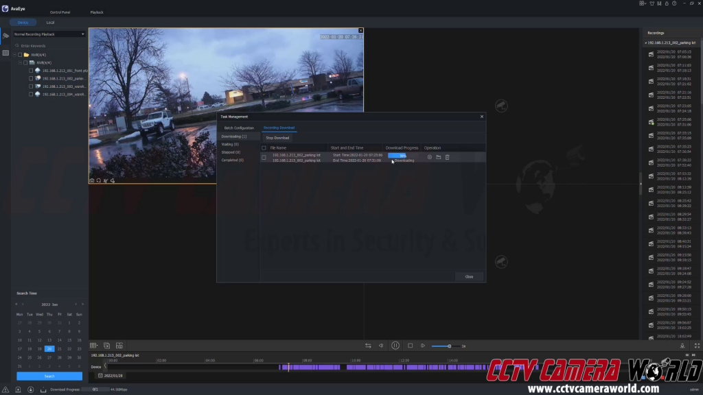 AvaEye software export recorded video to computer
