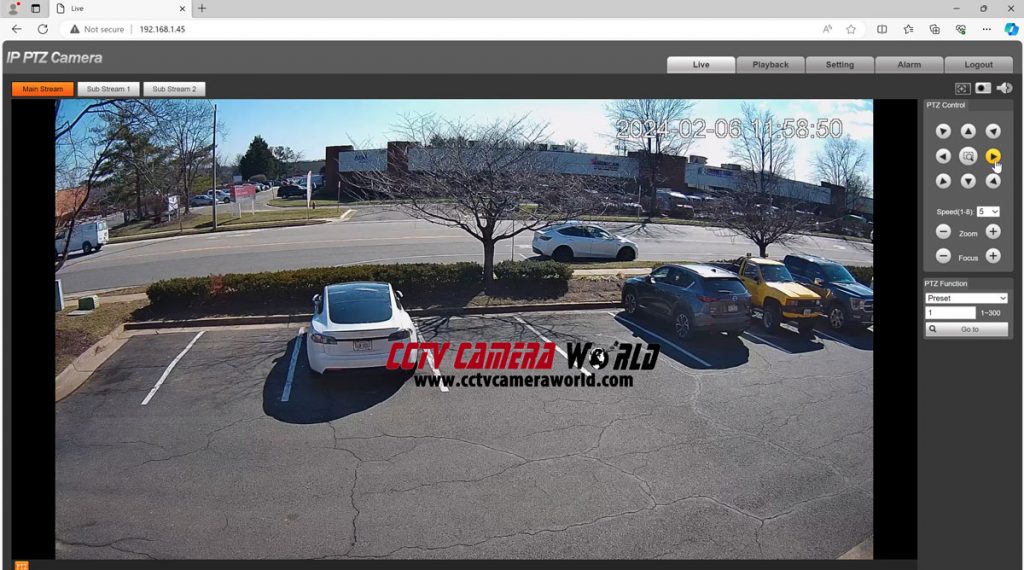 live view within camera web interface