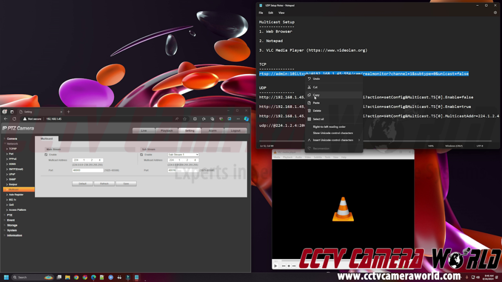 Copy the RTSP stream from the notepad