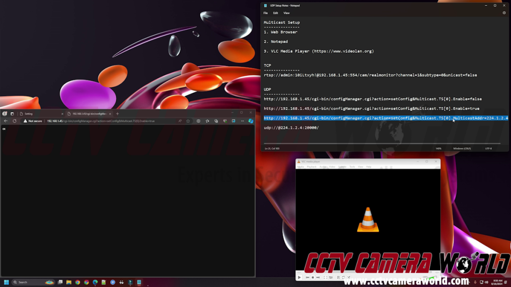 You can set the multicast address using a URL command if needed
